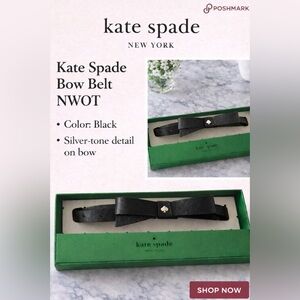 Kate Spade Black Bow Belt with Silver Accent